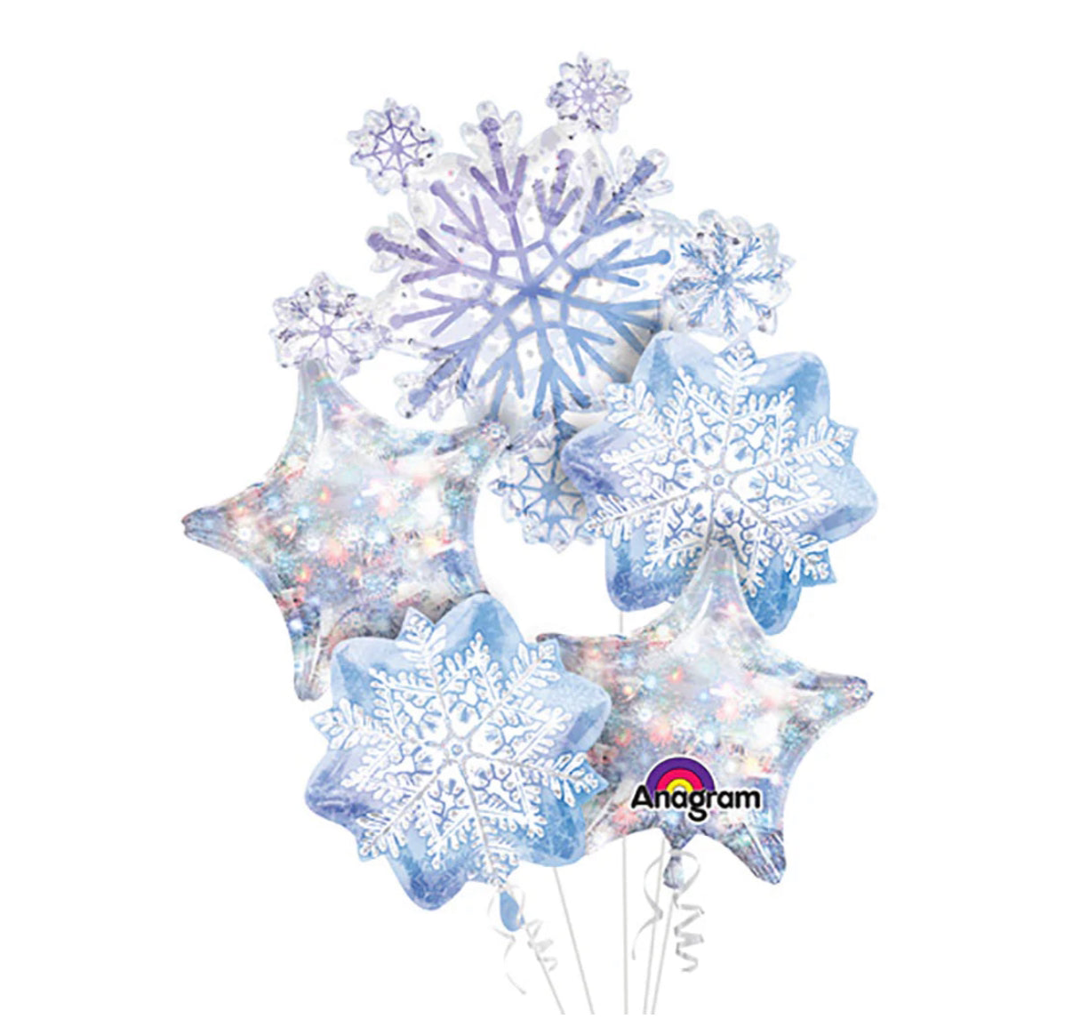 Anagram Snowflakes 5ct Balloon Bouquet